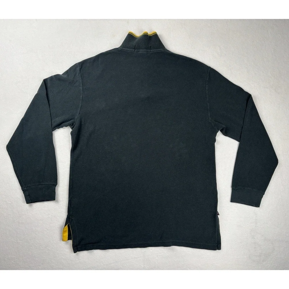 Polo Sport Ralph Lauren‎ Quarter Zip Pullover Green Yellow Waffle Knit Size M